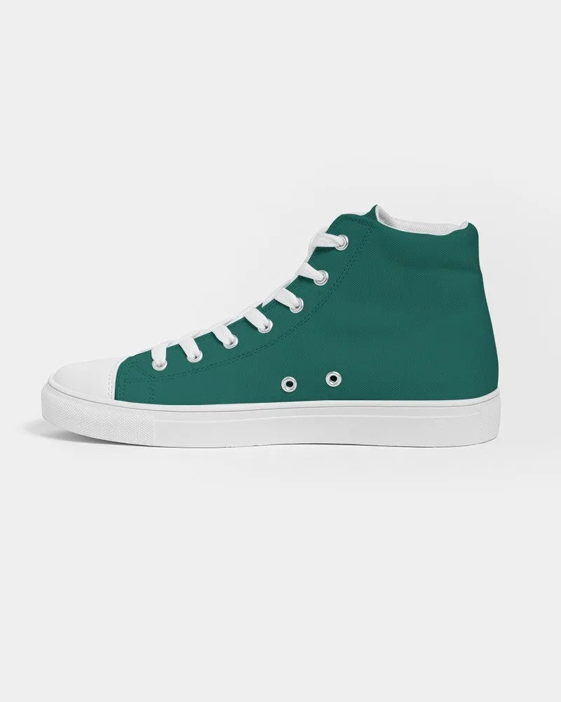 Medium Dark Blue Cool Green Women's High-top Canvas Sneakers | Women's | Medium Dark Pure Blue Cool Green | C100M0Y50K60