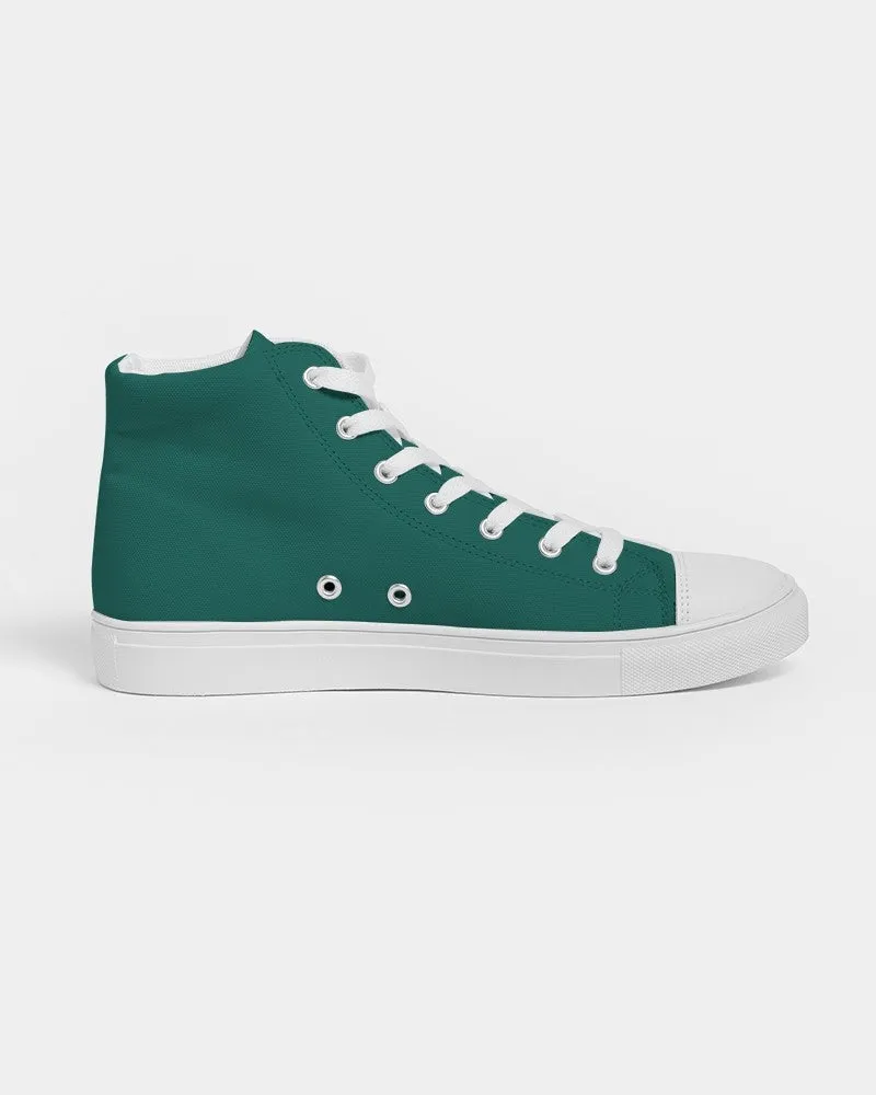 Medium Dark Blue Cool Green Women's High-top Canvas Sneakers | Women's | Medium Dark Pure Blue Cool Green | C100M0Y50K60