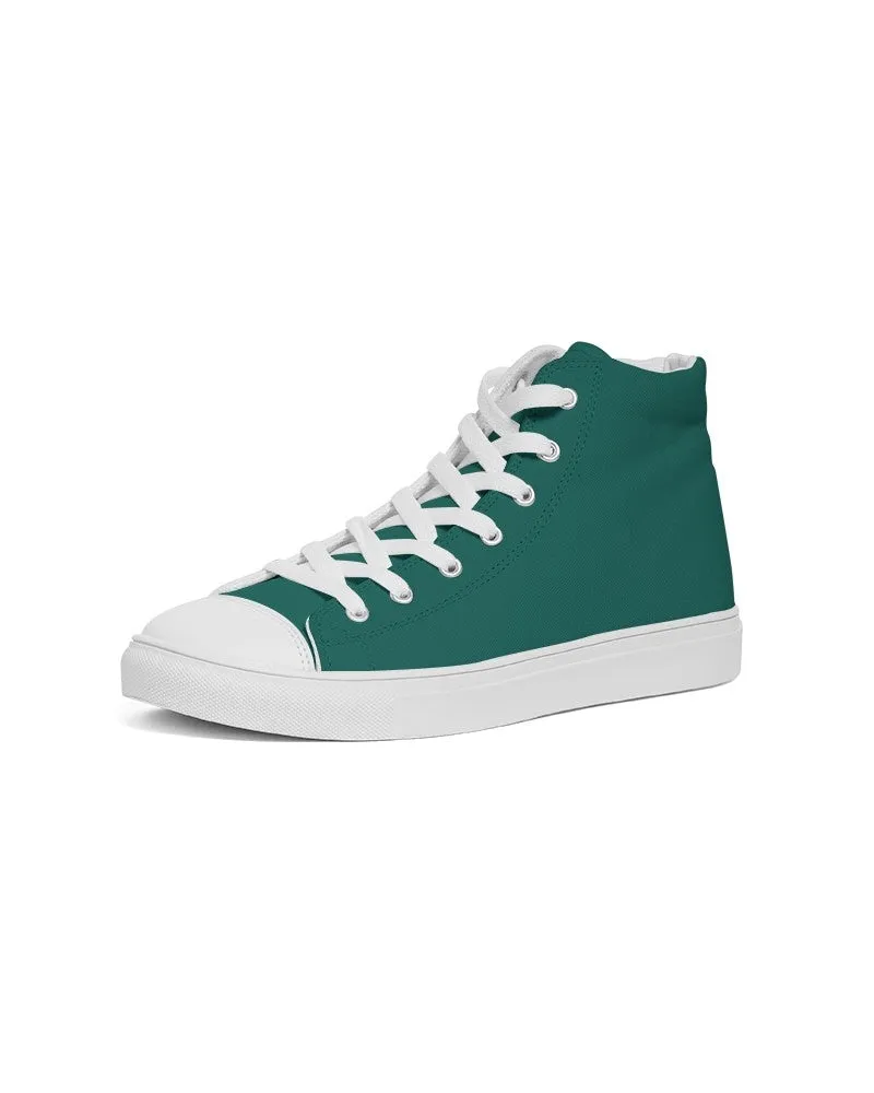 Medium Dark Blue Cool Green Women's High-top Canvas Sneakers | Women's | Medium Dark Pure Blue Cool Green | C100M0Y50K60