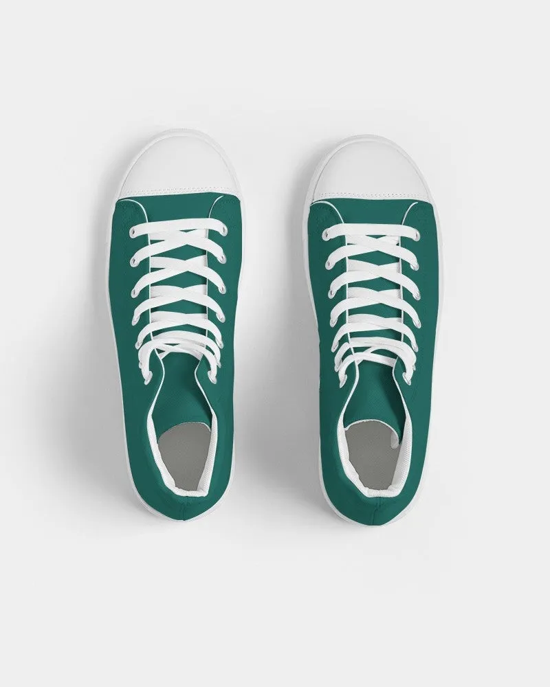 Medium Dark Blue Cool Green Women's High-top Canvas Sneakers | Women's | Medium Dark Pure Blue Cool Green | C100M0Y50K60