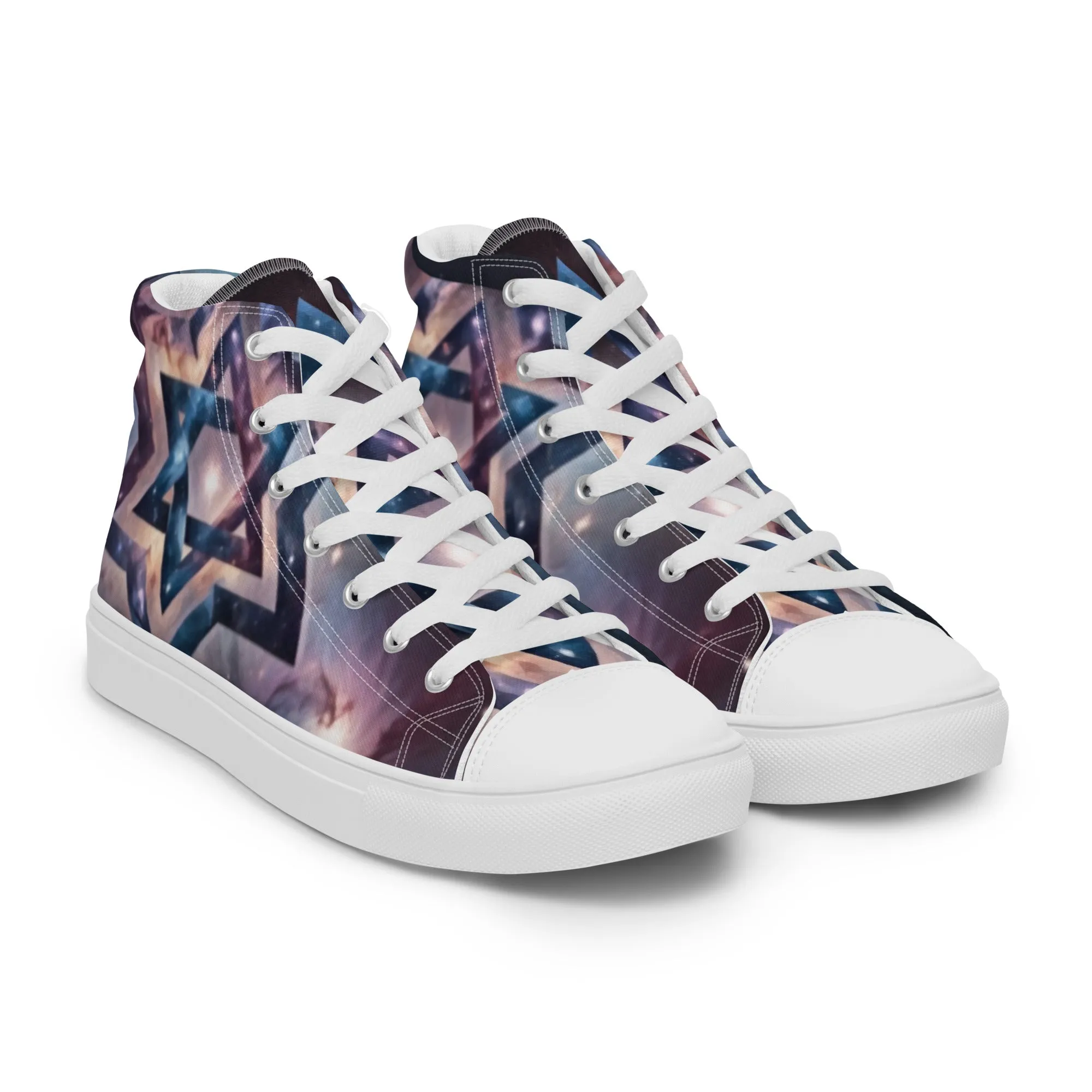 Men's High Top Canvas Shoes - Cosmic Star of David Magen David