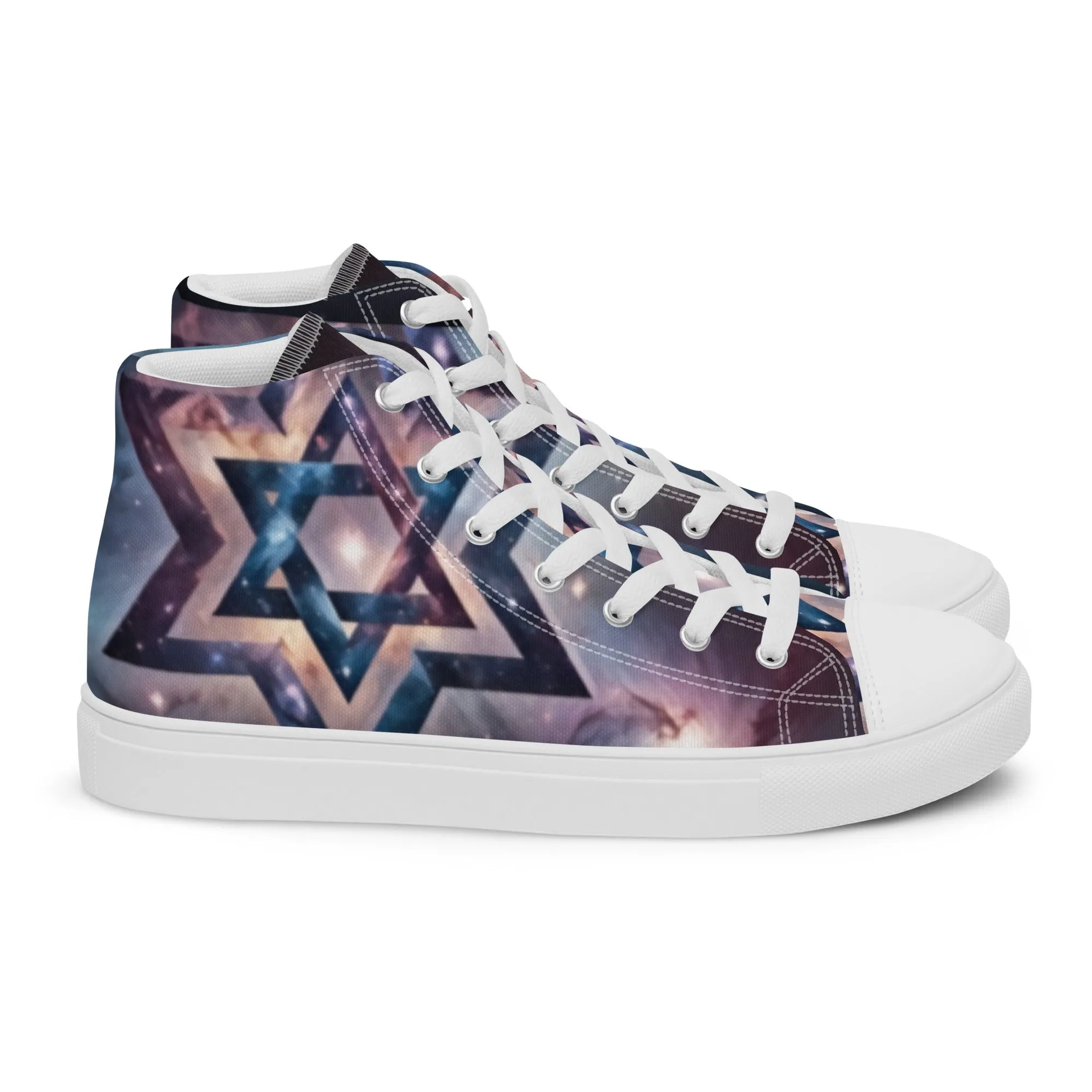 Men's High Top Canvas Shoes - Cosmic Star of David Magen David