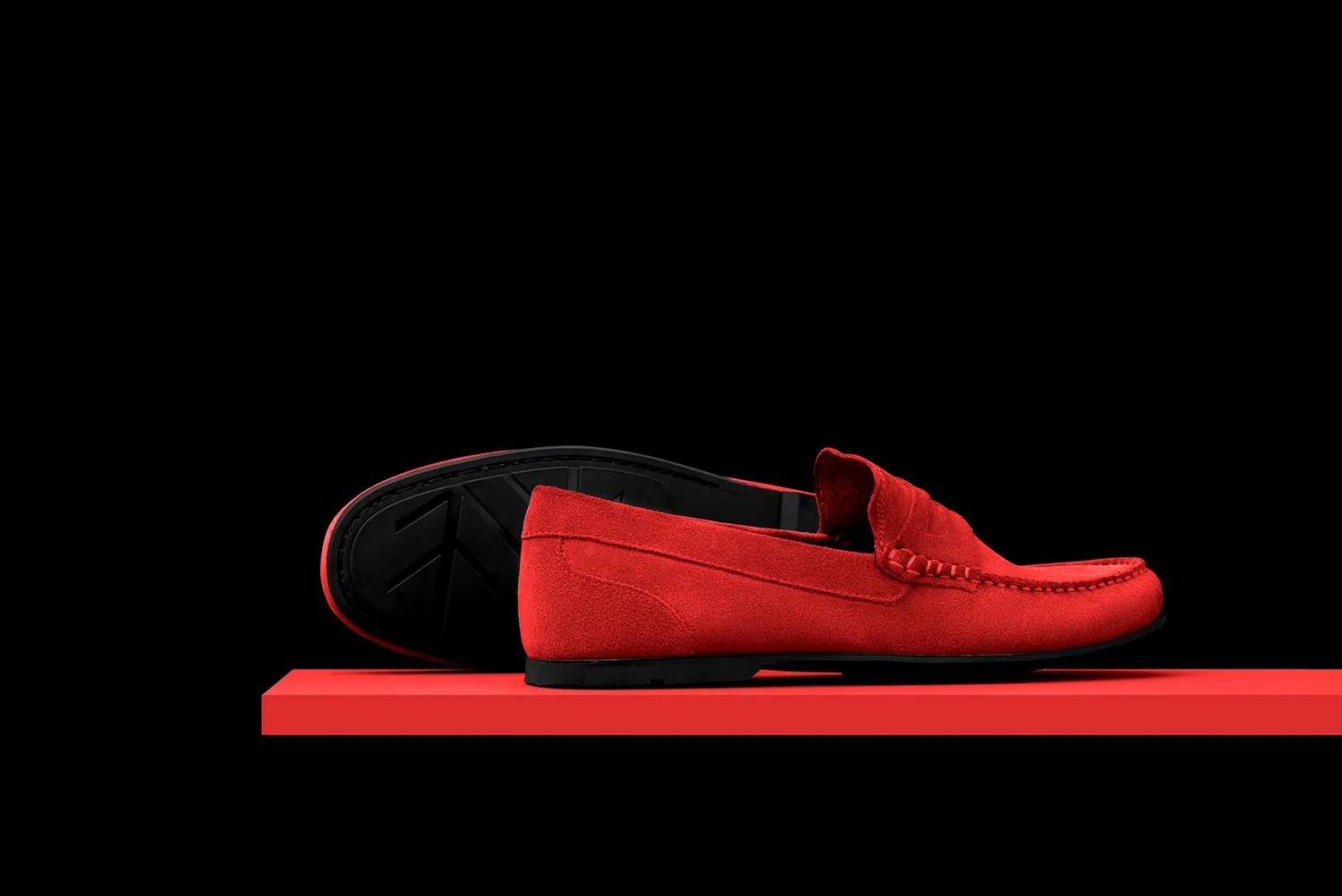 Mens Red Suede Driving Loafers