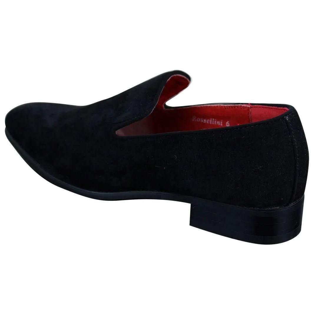 Mens Slip On Suede Driving Loafers Shoes Leather Smart Casual Red Blue Black