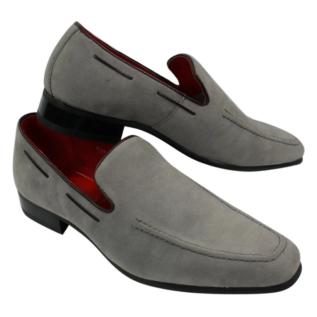 Mens Suede Slip On Loafers Driving Shoes Formal Smart Casual Leather Italian