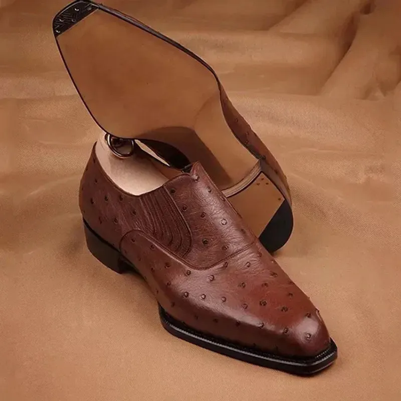 Men's vintage brown slip-on dress shoes