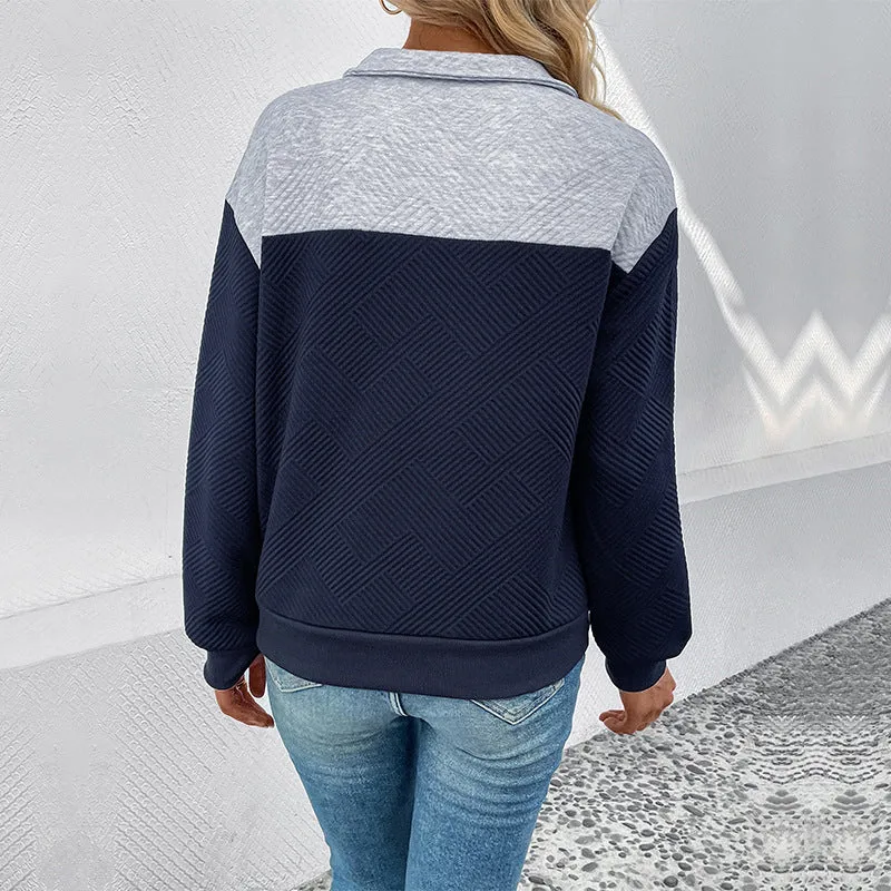 METAVERSMALL New new autumn and winter sweater 2025  long-sleeved contrasting color splicing women's top long-sleeved sweater