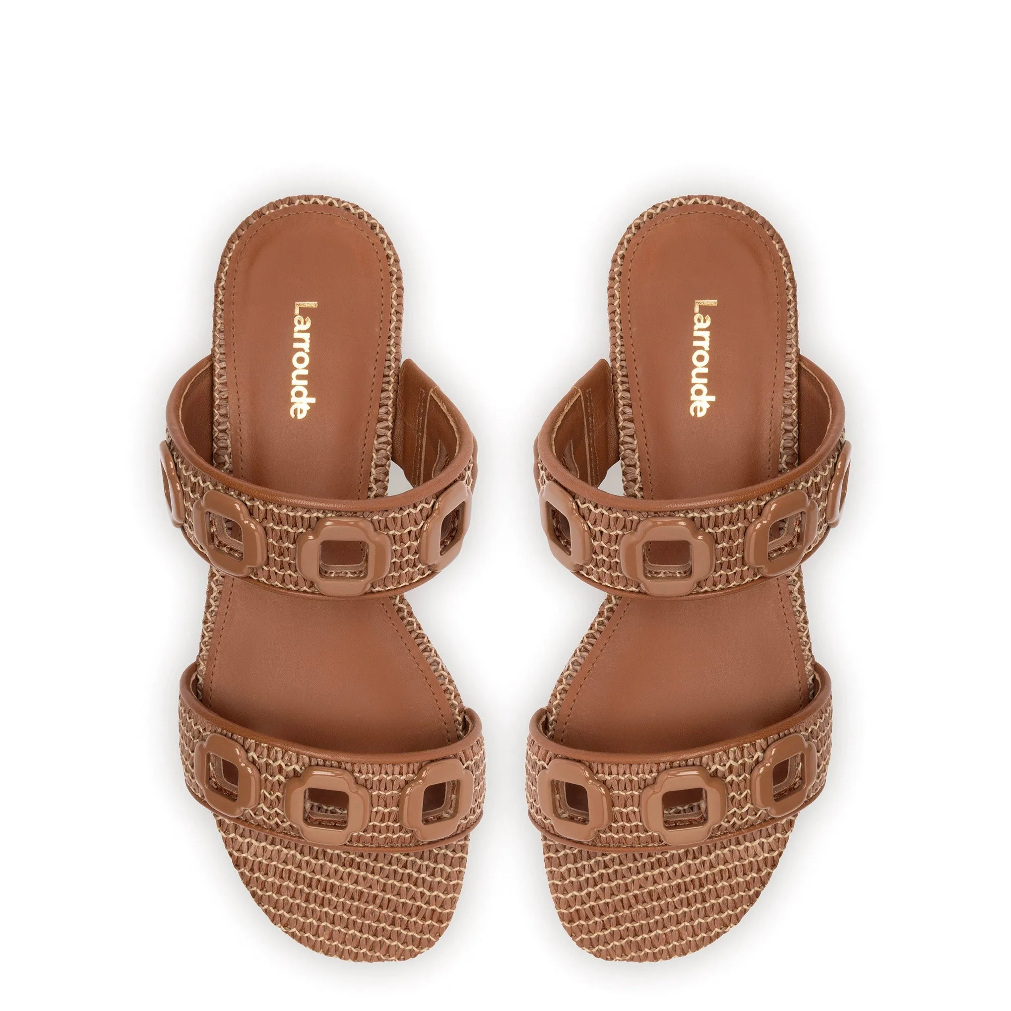 Milan Flat Mule In Caramel Wave Raffia