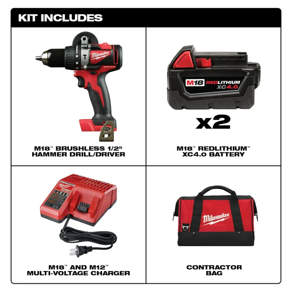 Milwaukee 2902-22 M18 Brushless 1/2" Hammer Drill Kit