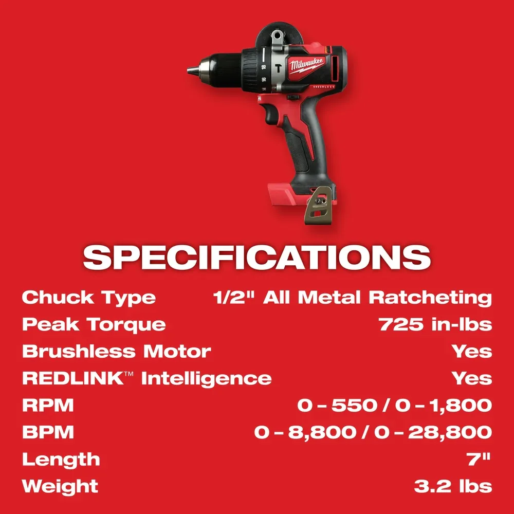 Milwaukee 2902-22 M18 Brushless 1/2" Hammer Drill Kit