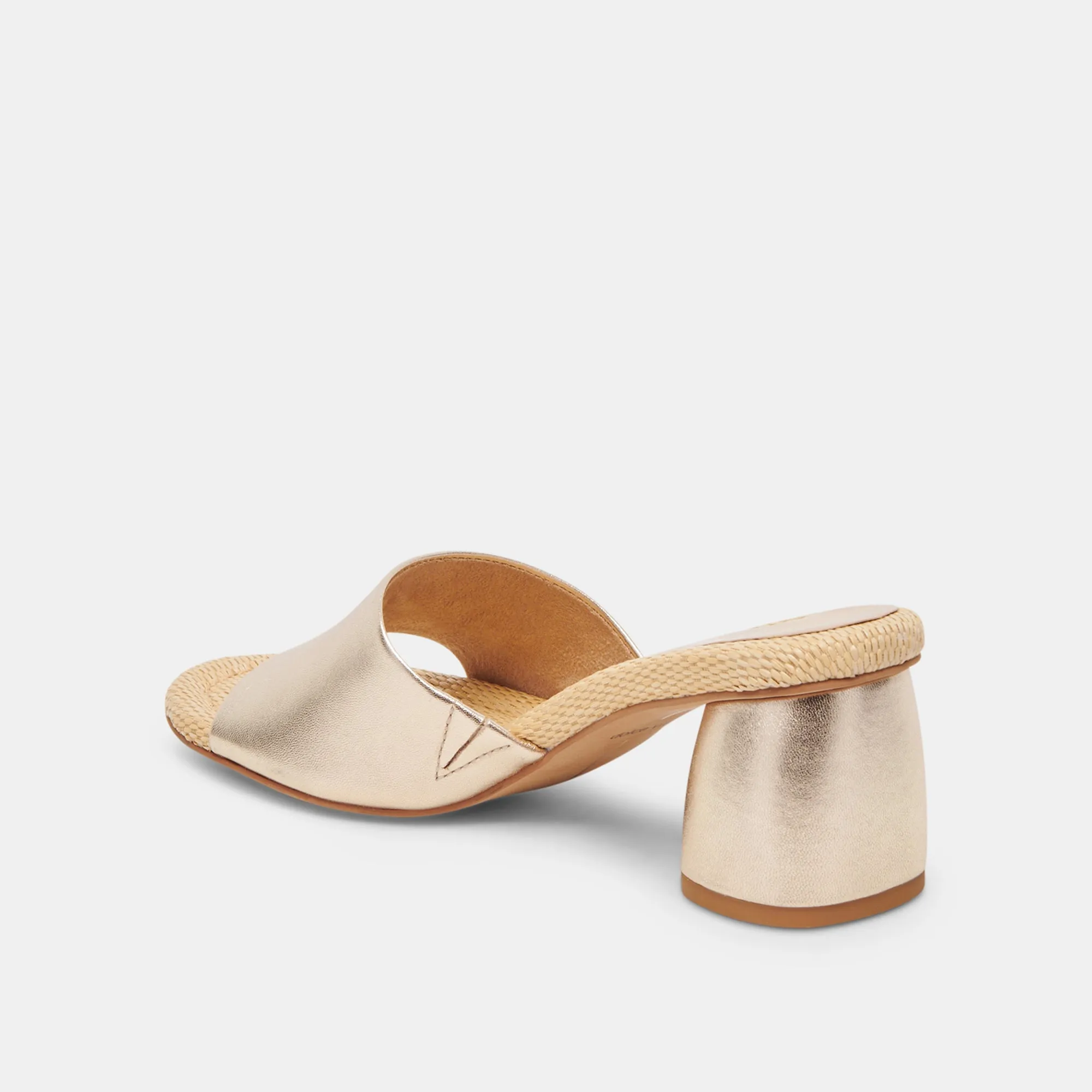 MINNY RAFFIA HEELS ROSE GOLD LEATHER