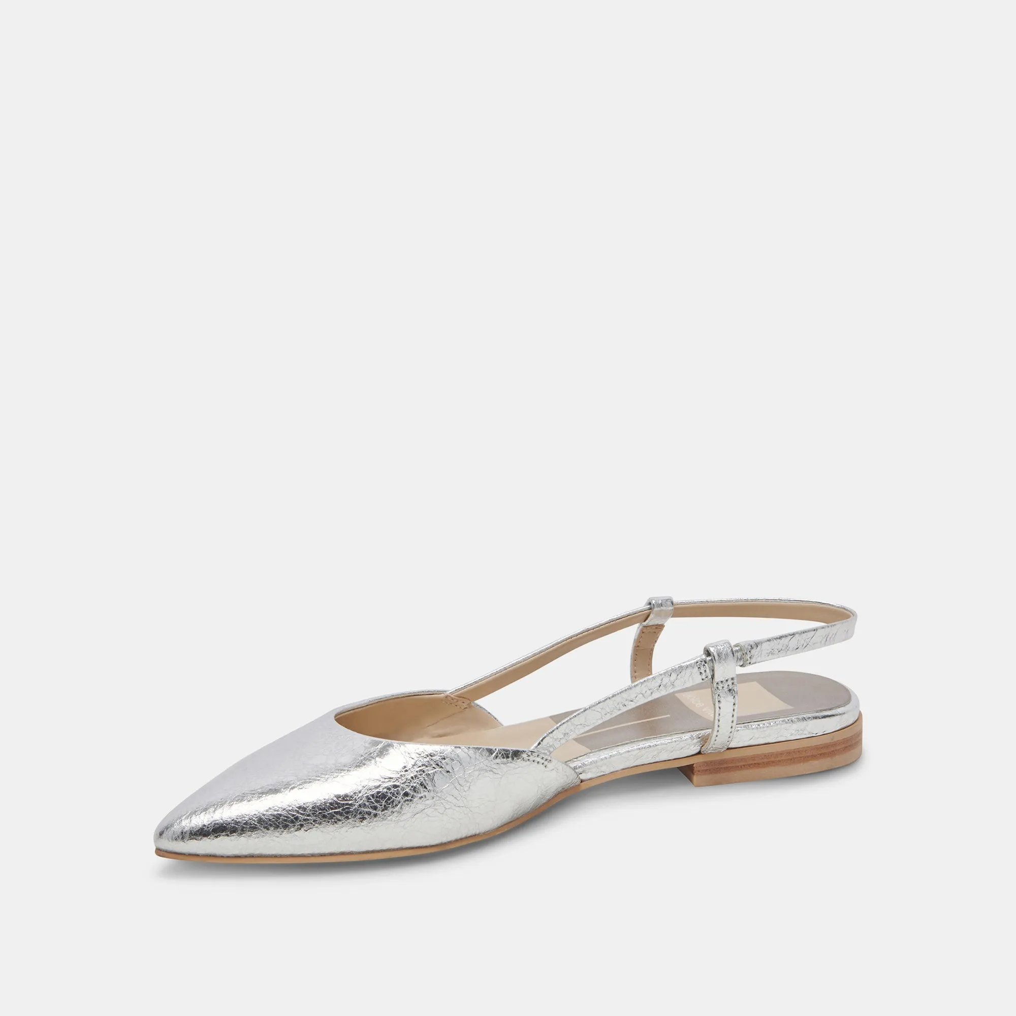 NARAH FLATS SILVER METALLIC LEATHER