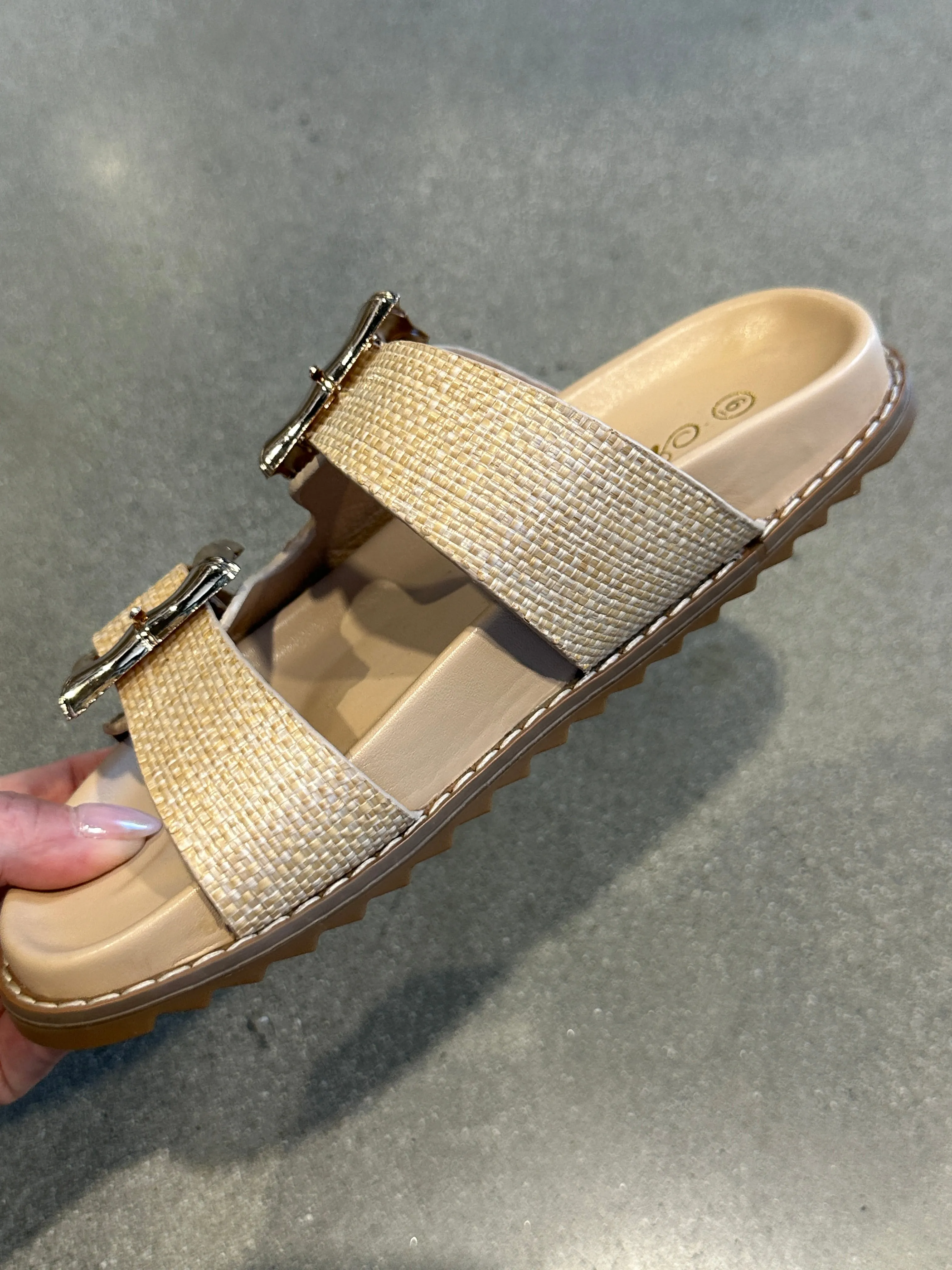 NEW!! Devon Buckle Sandal in Raffia