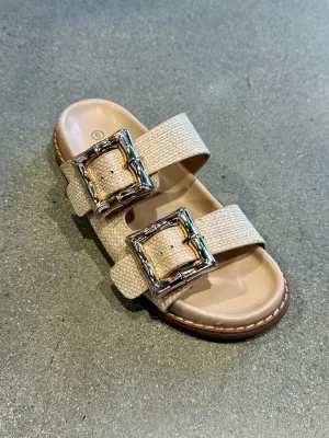 NEW!! Devon Buckle Sandal in Raffia