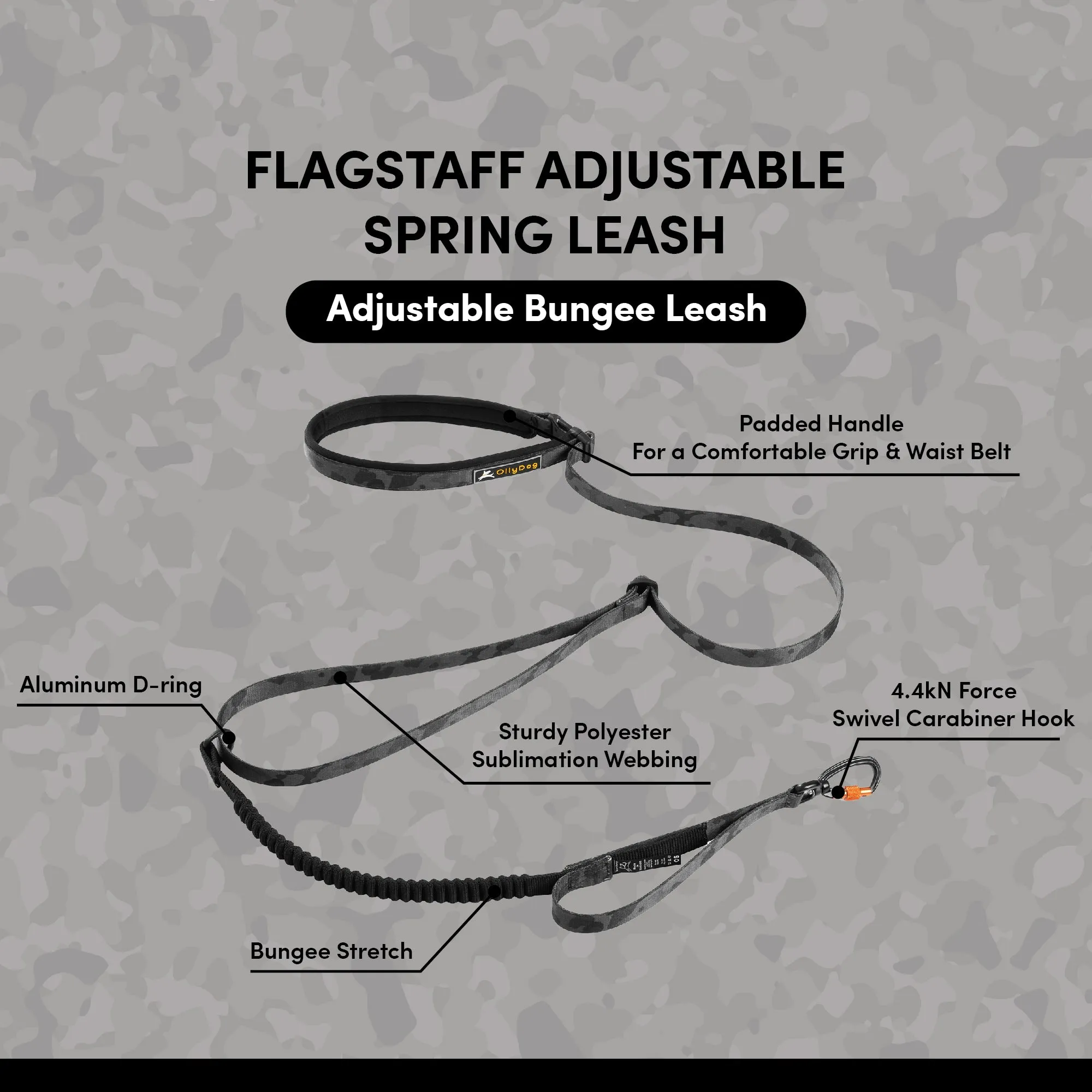 NEW Flagstaff Adjustable Spring Leash | Adjustable Bungee Leash