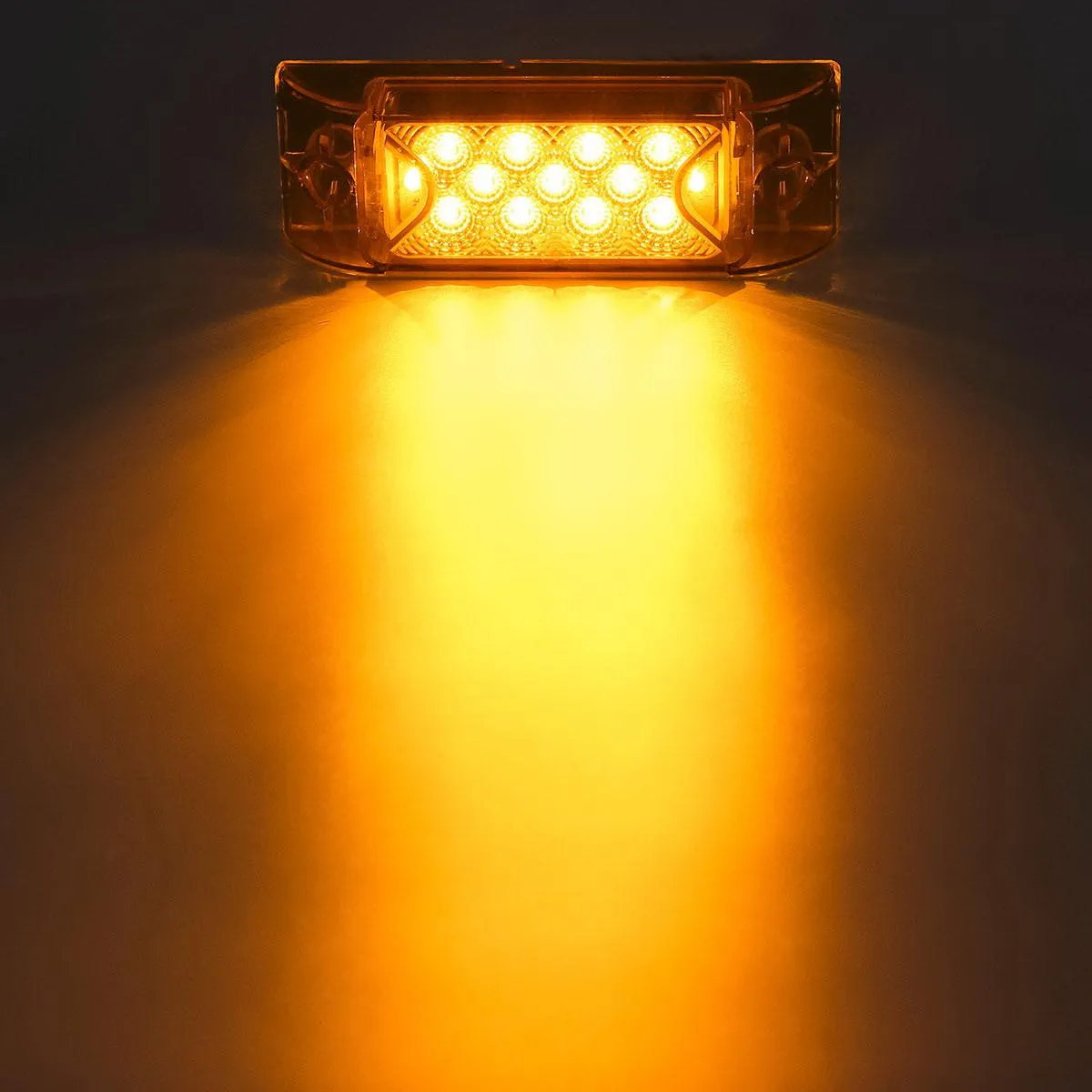 Partsam PAIR 6inch Amber LED Reflective Rectangle Clearance Side Marker Light Trailer 13LED, 6x2 trailer lights, Faceted led marker lights