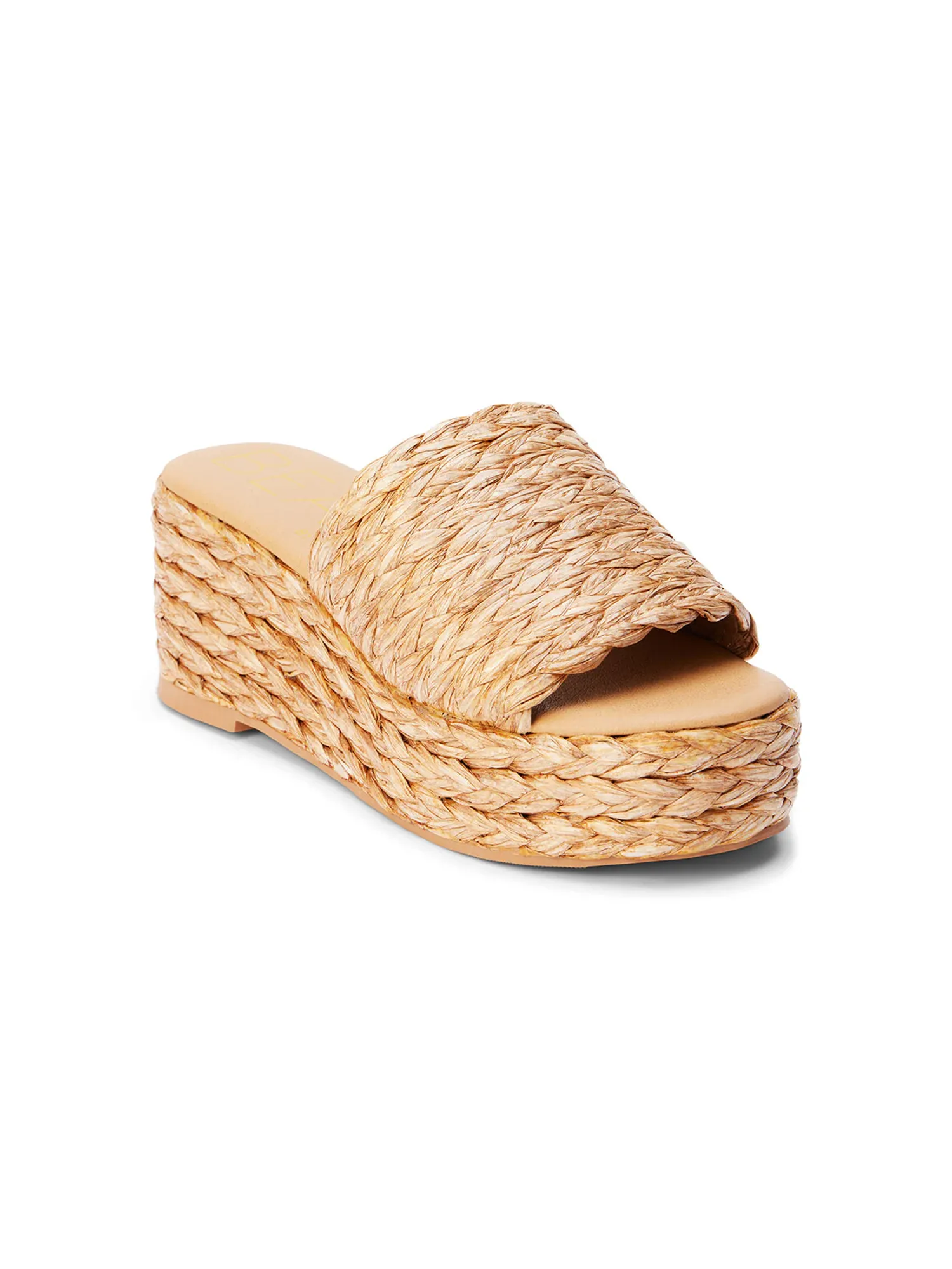 Peony Raffia Slide in Cognac