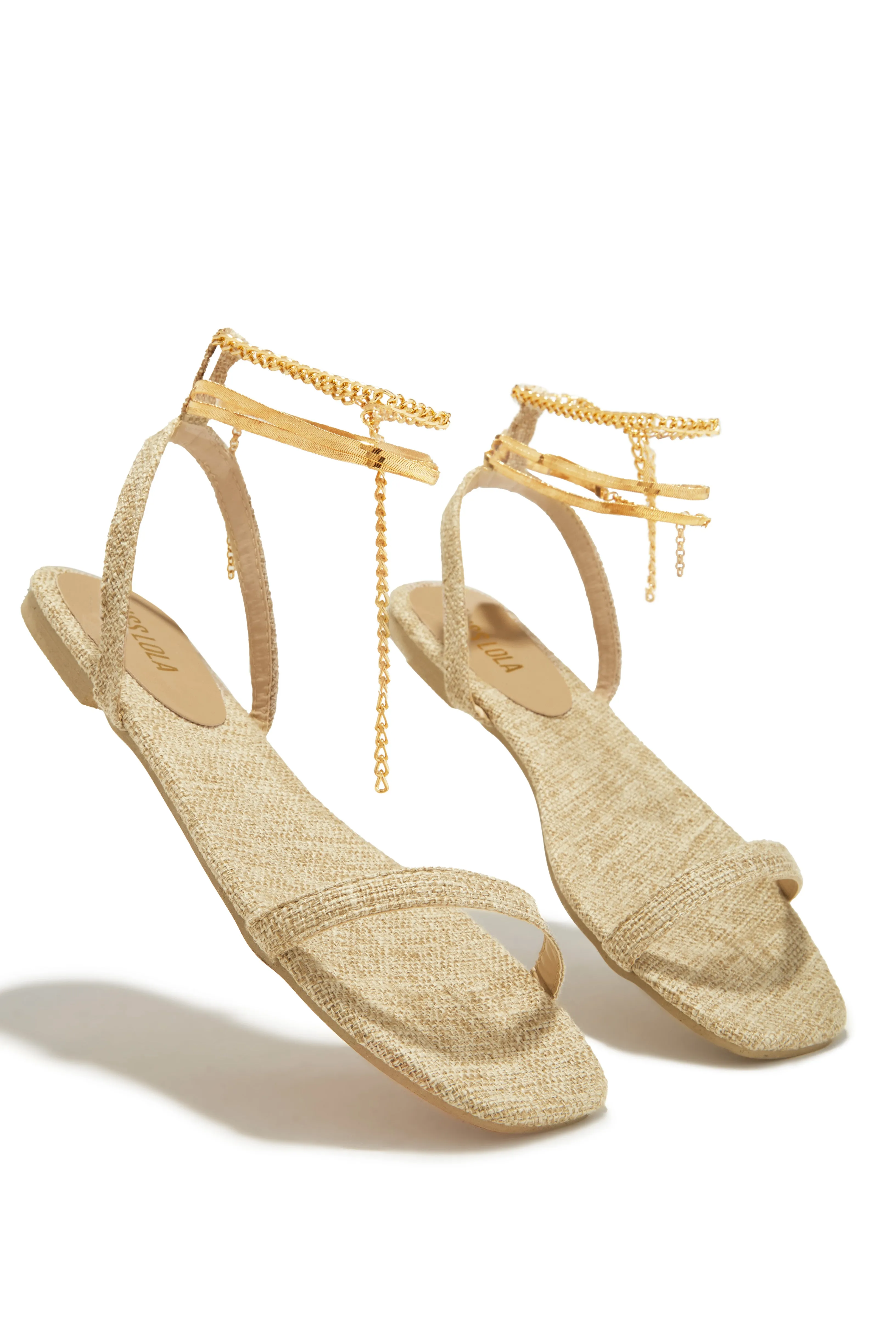 Perfect Affair Gold Chain Sandals - Natural