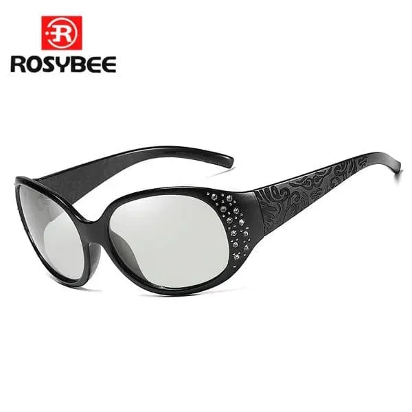 Photochromic Polarized Driving Shades for Women - Oval Style, UV400, Anti-Reflective - 52mm Lens Height, 57mm Lens Width - Rosybee 008