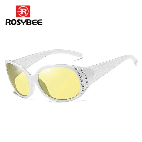 Photochromic Polarized Driving Shades for Women - Oval Style, UV400, Anti-Reflective - 52mm Lens Height, 57mm Lens Width - Rosybee 008