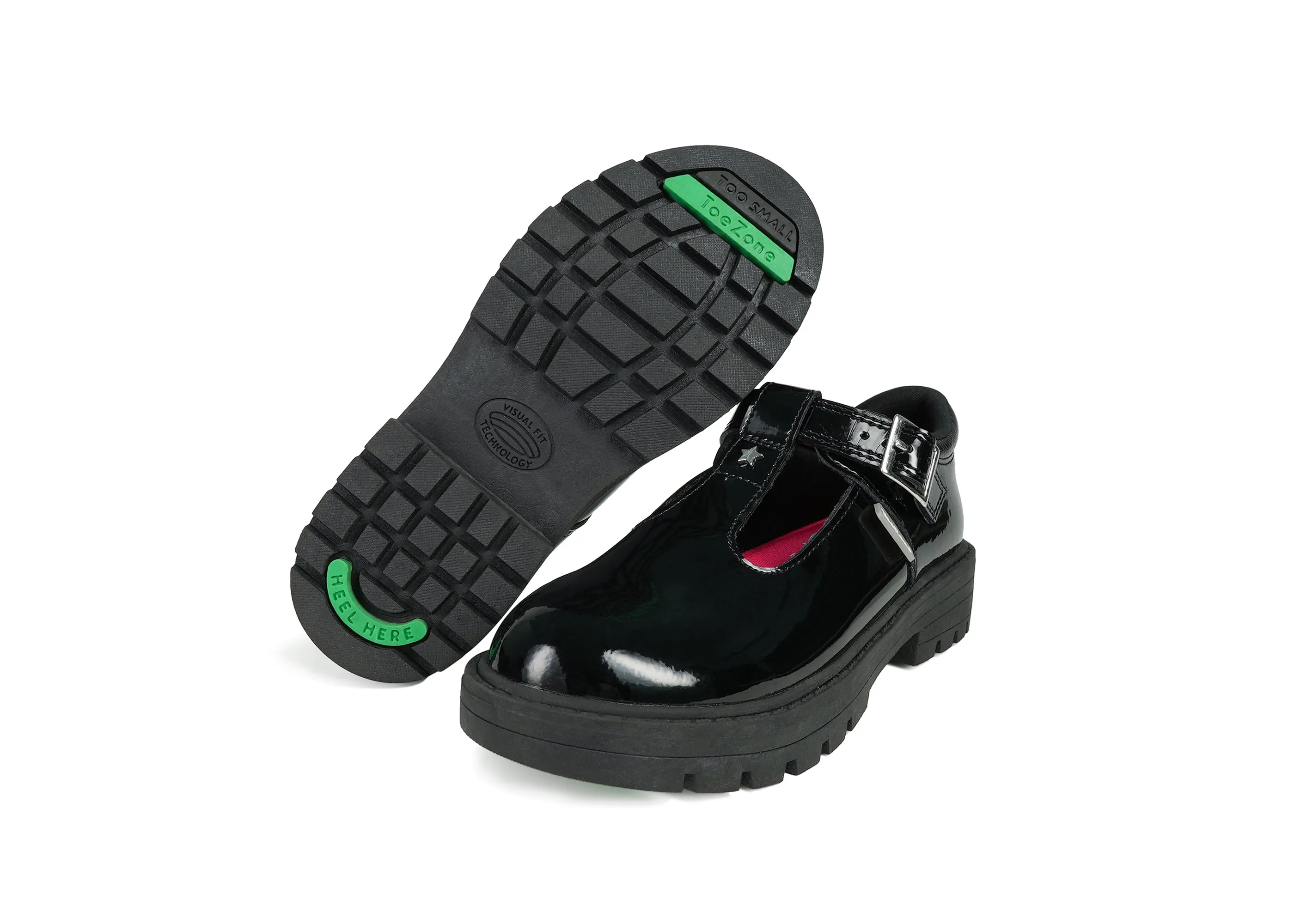 PIA - Patent T-Bar Star School Shoes