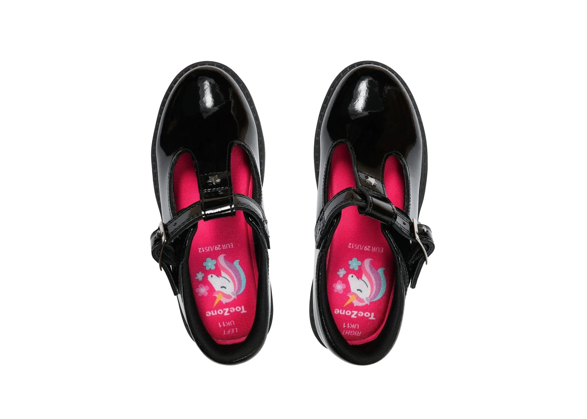 PIA - Patent T-Bar Star School Shoes