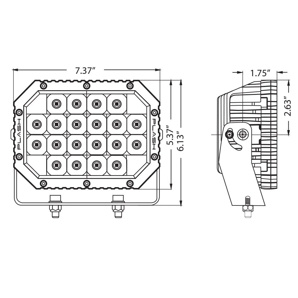 Quad LED Search Light - Black Marine Housing