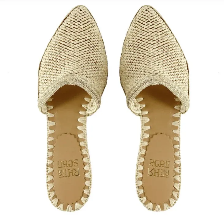 Rafia Beige Knitted Mule