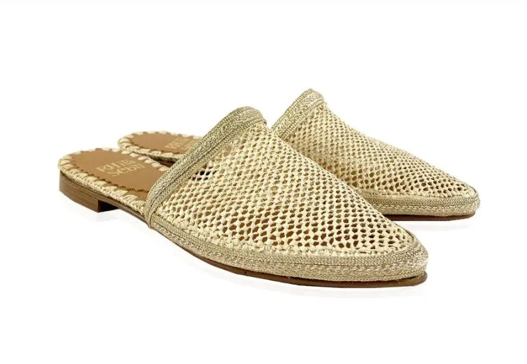 Rafia Beige Knitted Mule