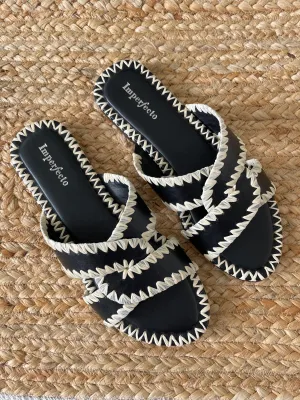 Rafia Black Sandals