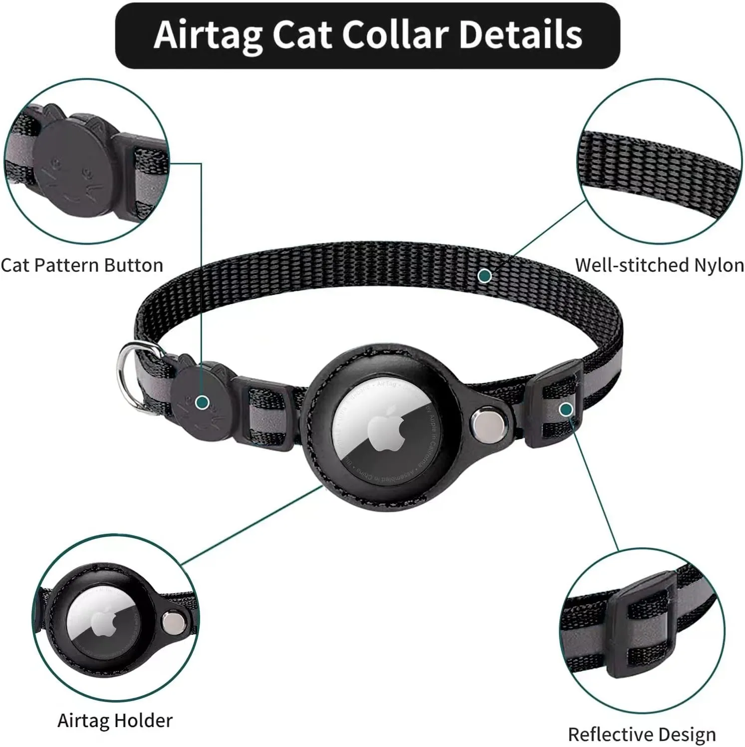 Reflective Airtag Holder Case Cat Puppy Collar-Orange