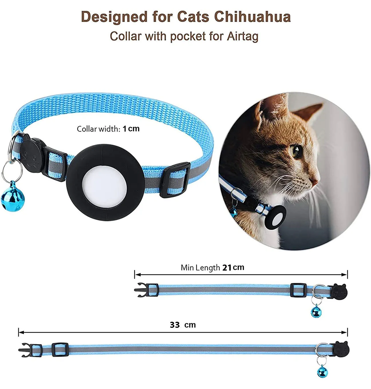 Reflective Airtag Holder Case Cat Puppy Collar-Orange