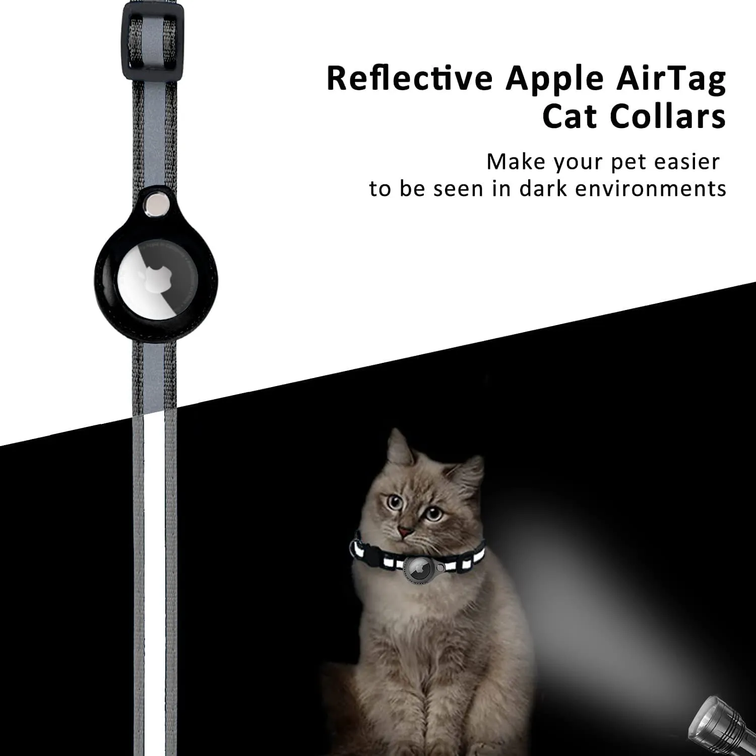 Reflective Airtag Holder Case Cat Puppy Collar-Orange