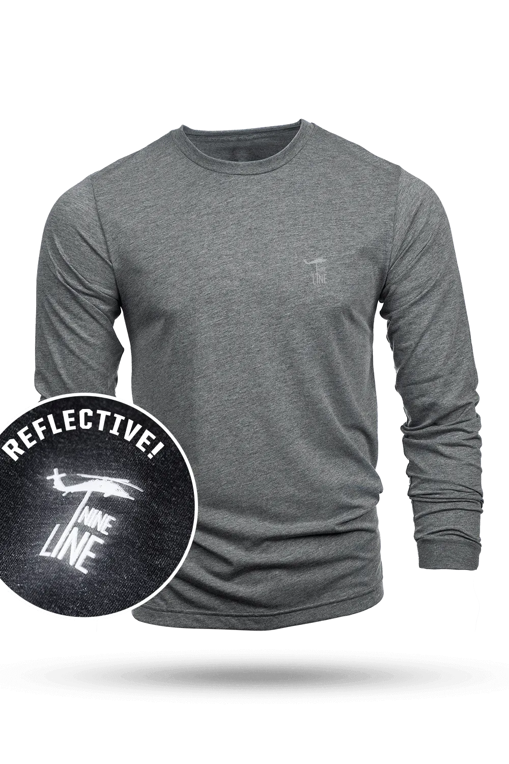 Reflective Dropline Logo - Athletic Long Sleeve T-Shirt 3-Pack