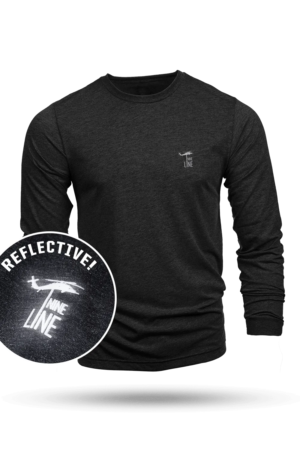 Reflective Dropline Logo - Athletic Long Sleeve T-Shirt 3-Pack