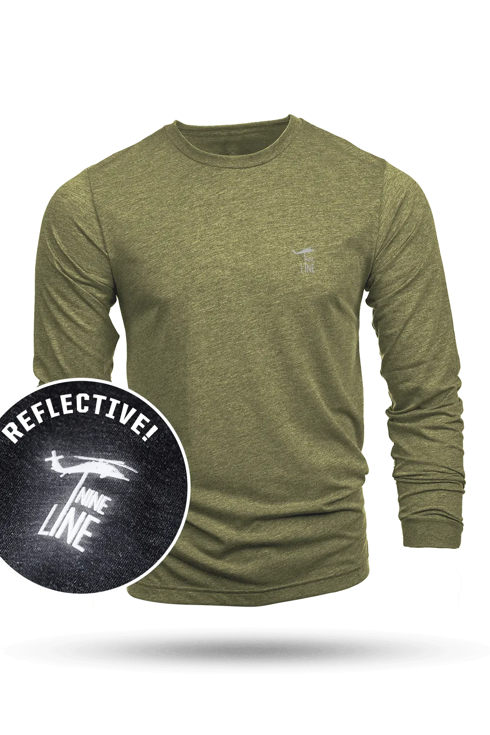 Reflective Dropline Logo - Athletic Long Sleeve T-Shirt 3-Pack