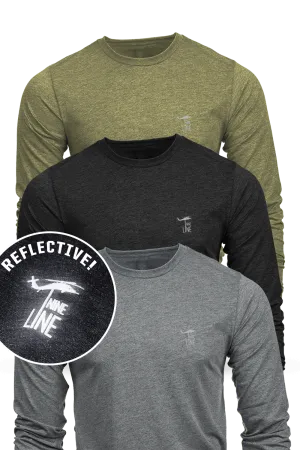 Reflective Dropline Logo - Athletic Long Sleeve T-Shirt 3-Pack