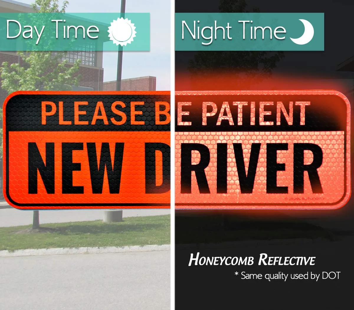 Reflective Student Driver Magnetic Sticker Signs (Orange Reflective New Driver