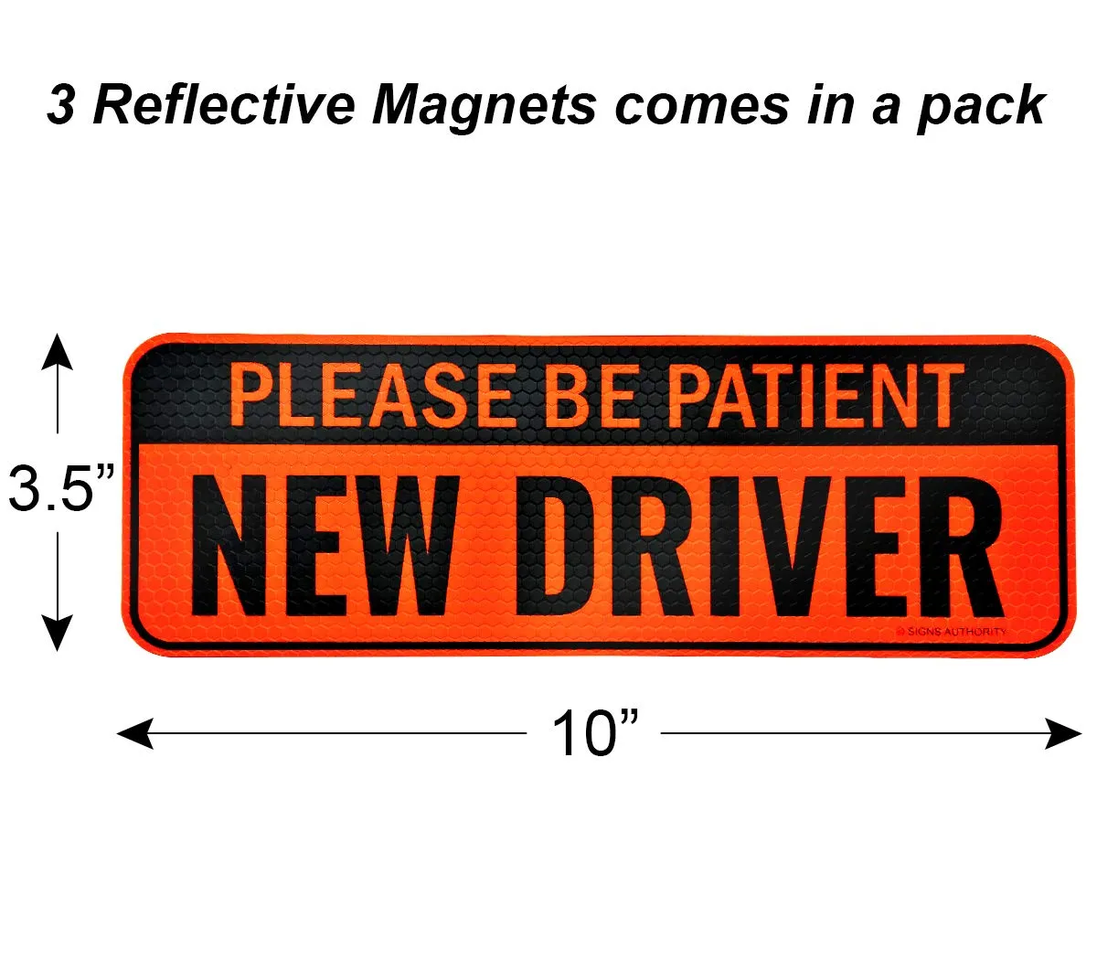 Reflective Student Driver Magnetic Sticker Signs (Orange Reflective New Driver