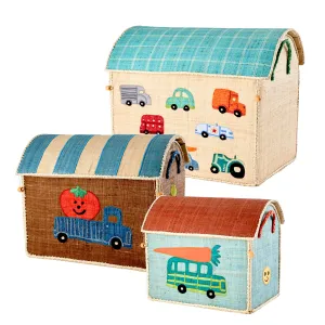 Rice DK Raffia Toy Baskets with Cars