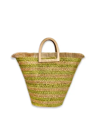 SAMPLE - Striped Jute Tote - Chartreuse Stripe - Final Sale