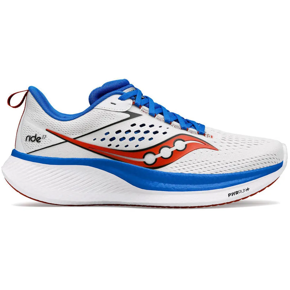 Saucony Men's Ride 17 Running Shoes White / Cobalt