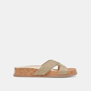 SELDA WIDE SANDALS GOLD RAFFIA