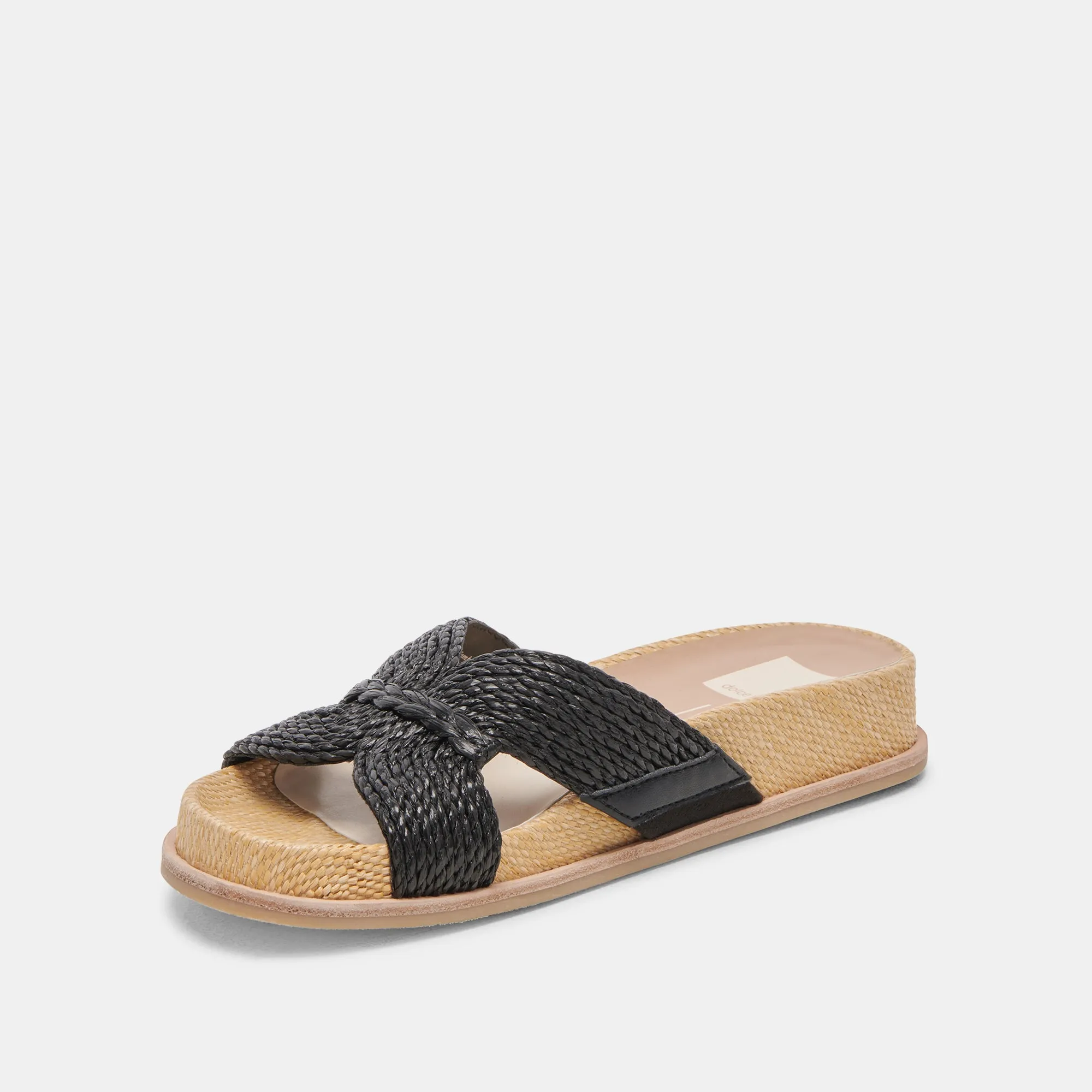 SELDA WIDE SANDALS ONYX RAFFIA