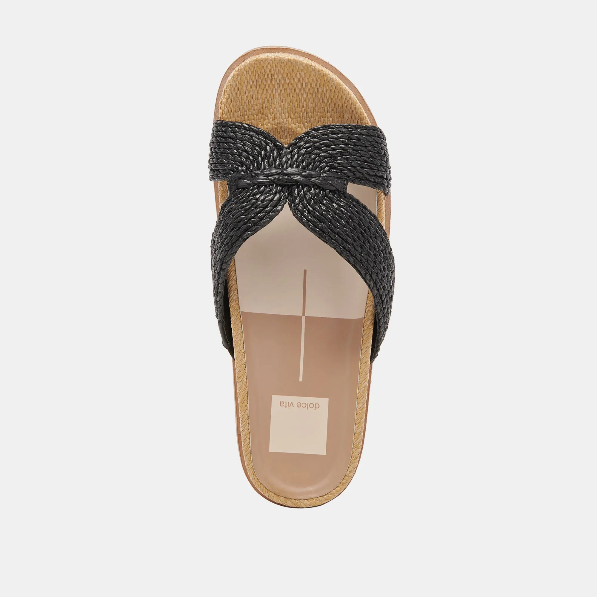 SELDA WIDE SANDALS ONYX RAFFIA