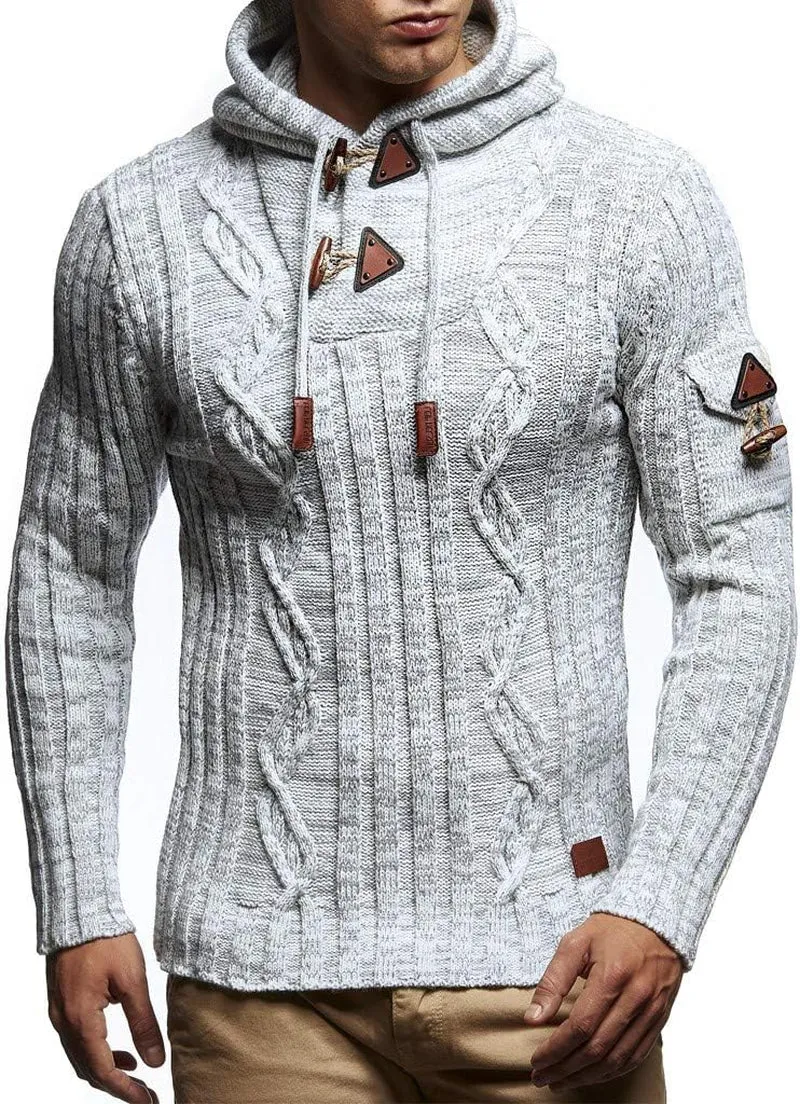 Slim Pullover Sweaters for Men with Hoodie - Men'S Knitted Sweater