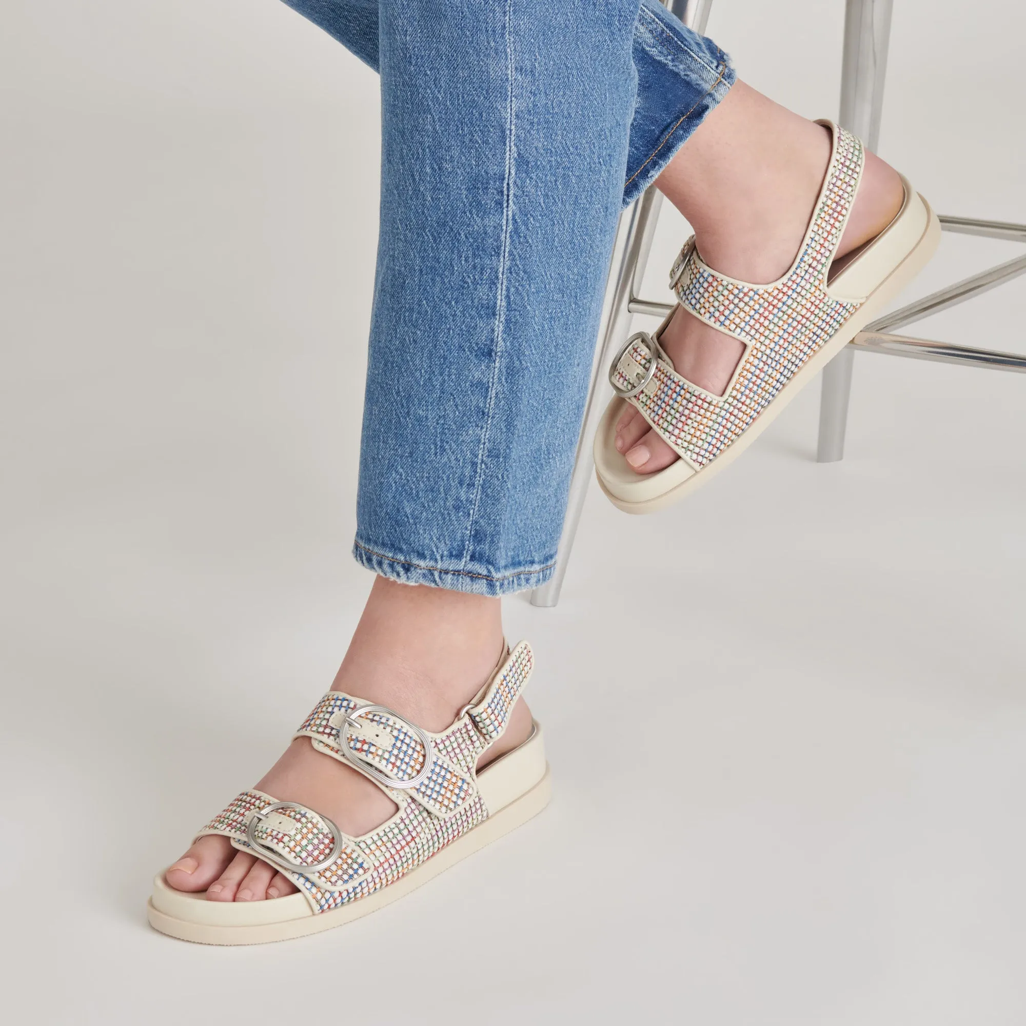 STARLA PRIDE SANDALS WHITE MULTI RAFFIA