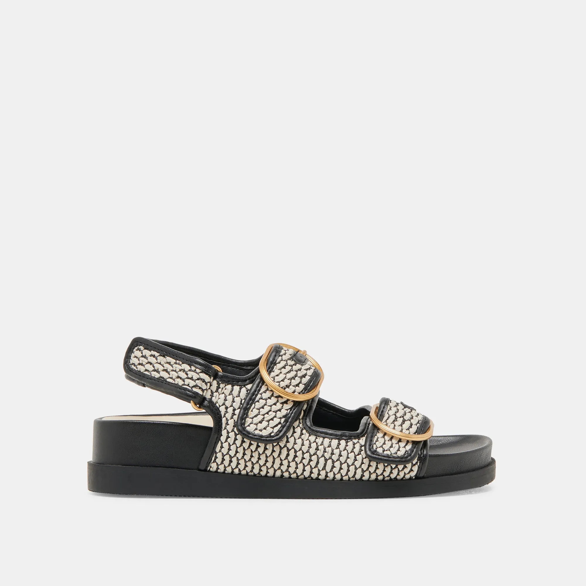 STARLA SANDALS BLACK NATURAL RAFFIA