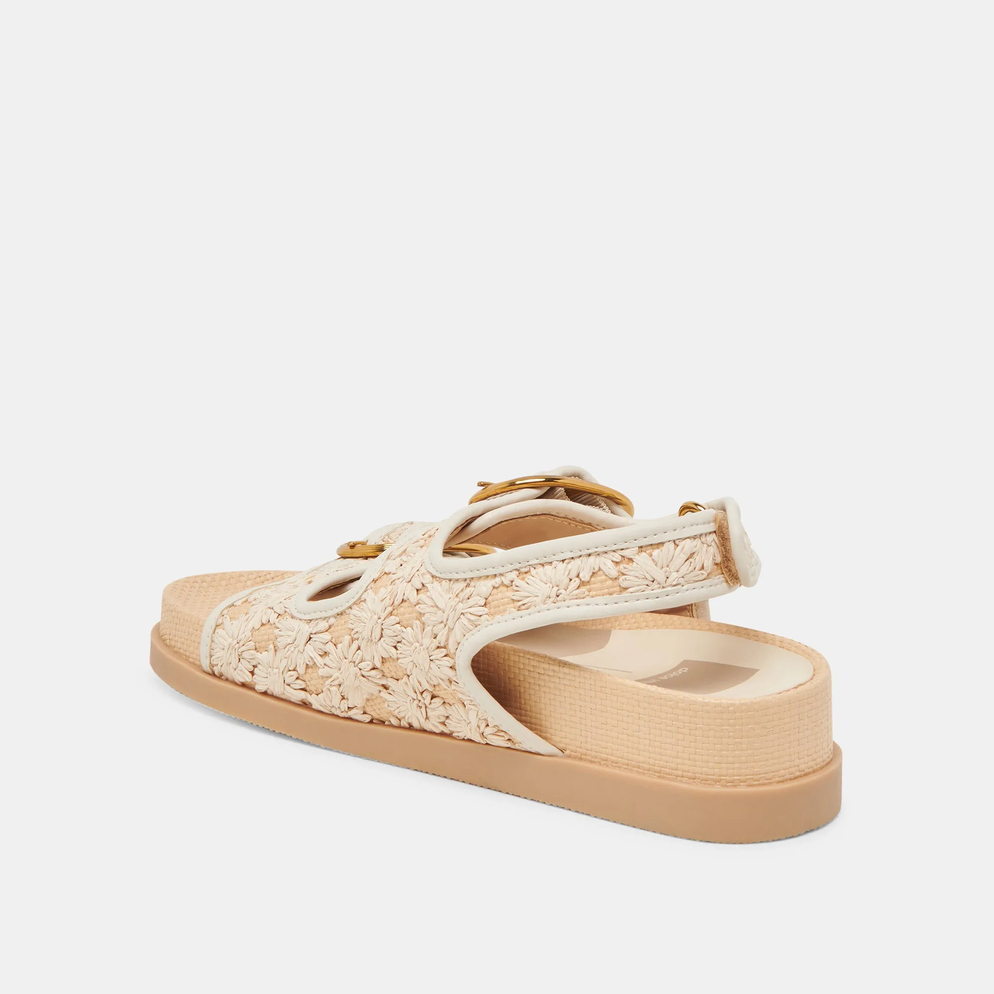 STARLA SANDALS CREME FLORAL RAFFIA