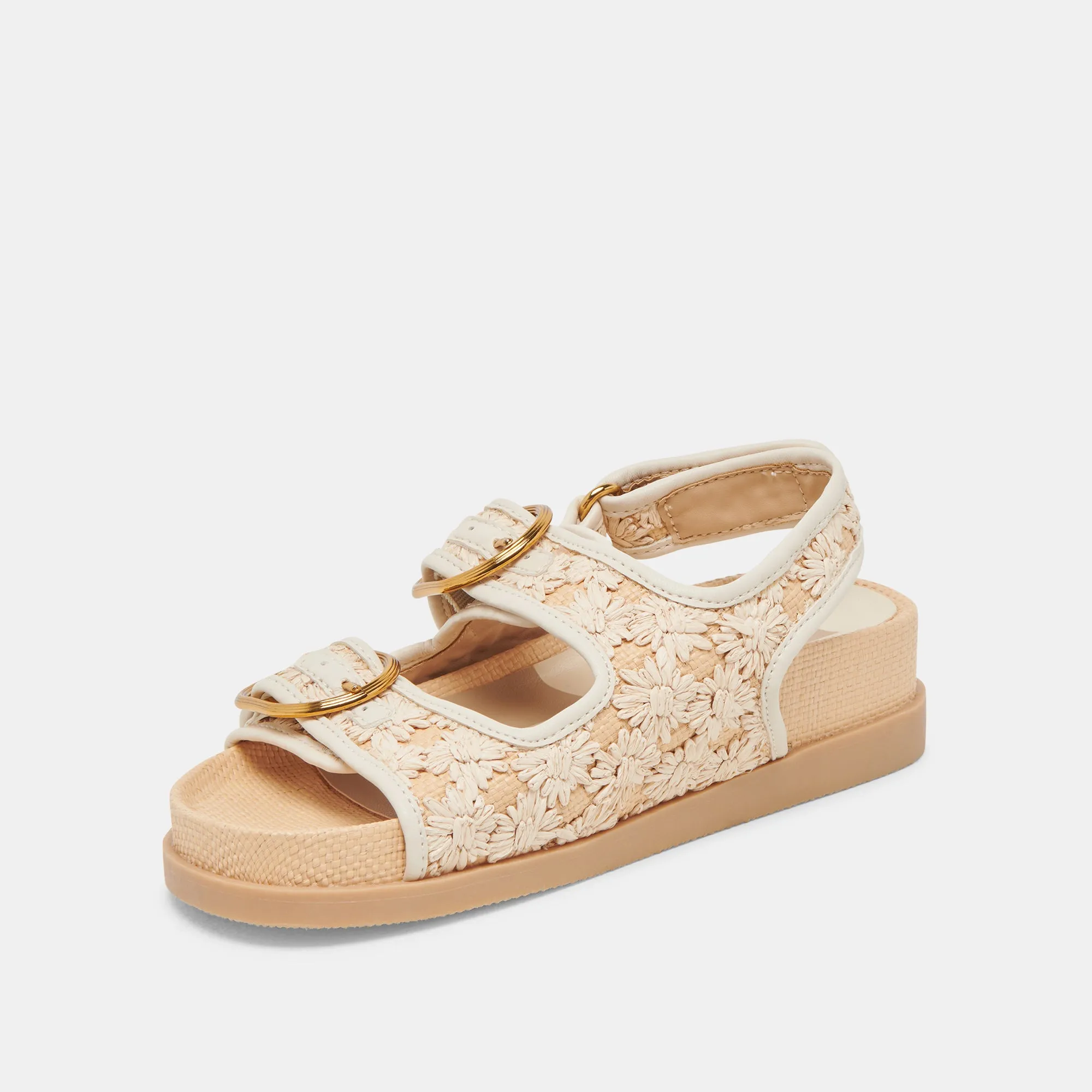 STARLA SANDALS CREME FLORAL RAFFIA